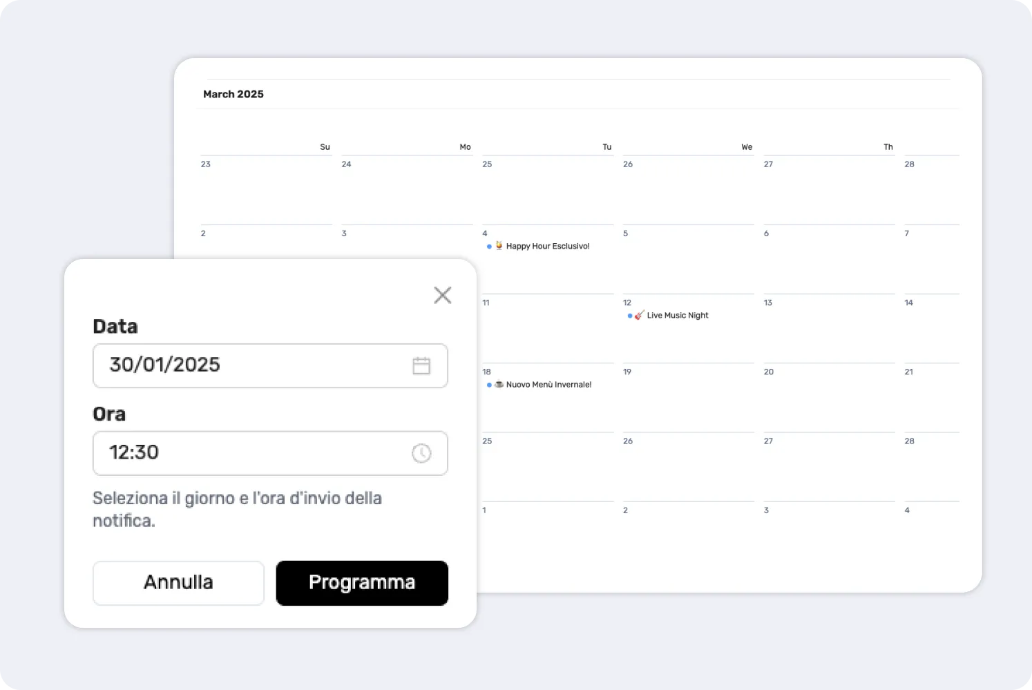 Programma le notifiche in anticipo